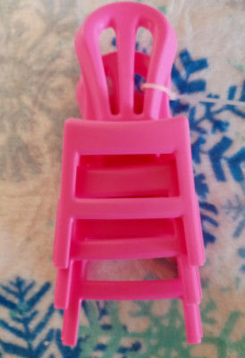 Barbie Doll Dollhouse Kitchen Dining Chairs Furniture Accessory 3 Piece Set pink
