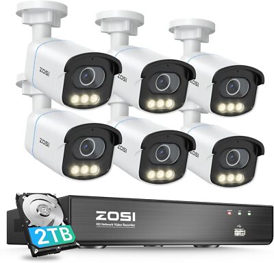 ZOSI 4K 8CH PoE Security Camera System 3K Surveillance 2-Way Talk 2TB