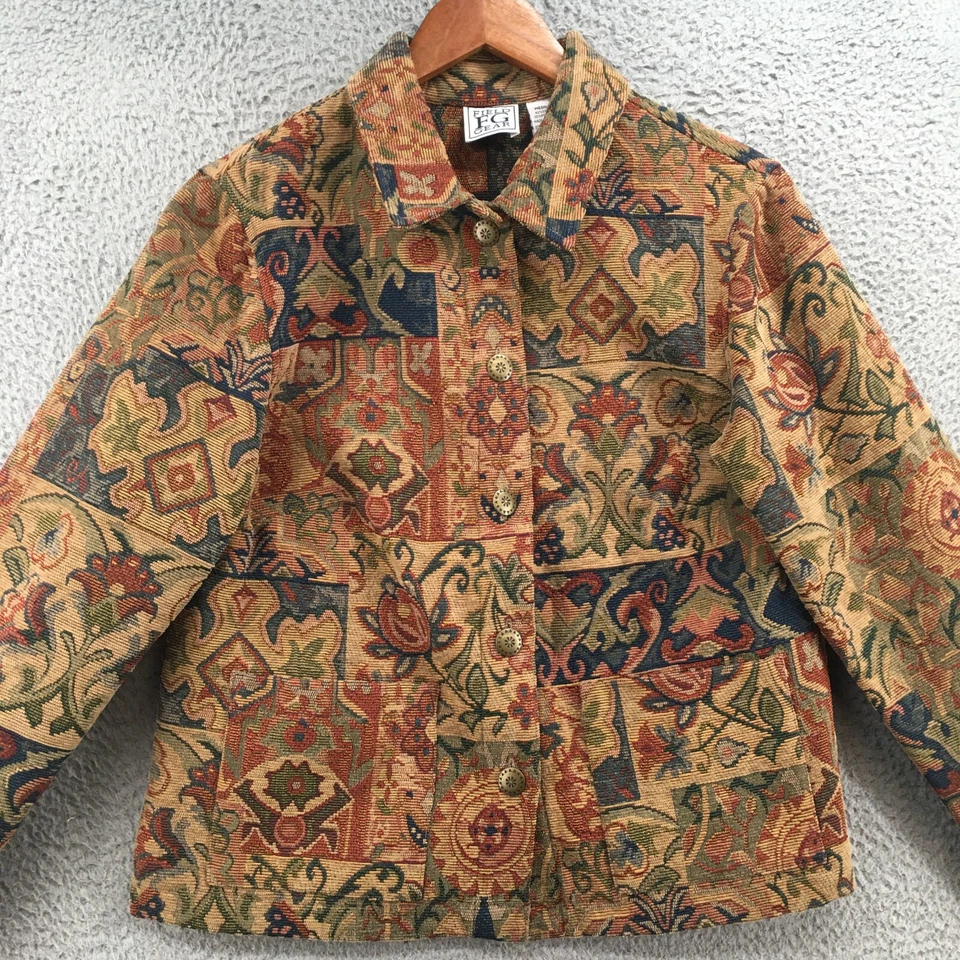 Jaqueta Field Gear Blazer Feminina M Manga Longa Gola Botão Algodão Multicolor - Imagem 2 de 4