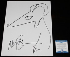 NEIL GAIMAN HAND DRAWN SIGNED ORIGINAL CORALINE 11x14 ART SKETCH BECKETT COA BAS