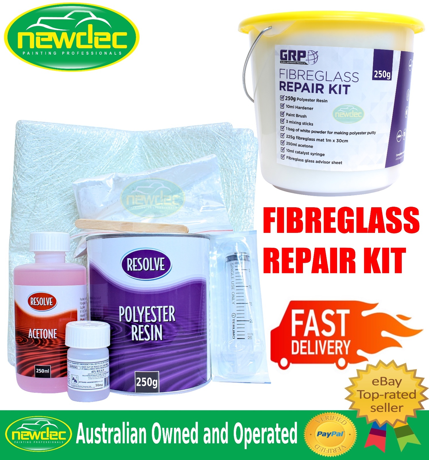 FIBREGLASS REPAIR KIT FOR AUTOMOTIVE MARINE PANEL BODY KITS REPAIR MAT