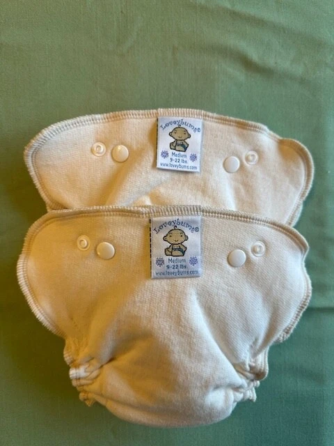 Loveybums Medium 2 Pack LIO Snap-In Organic Cotton Diapers Fit 9-22 lbs.