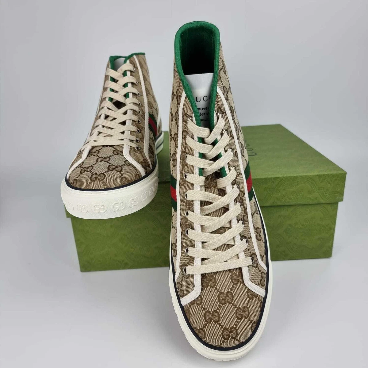 Women's Gucci Tennis 1977 High Top Sneaker In Beige & Ebony GG Canvas