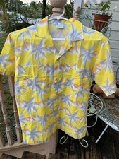 Original Tropicana Yellow Palm Tree Hawaiian Shirt Mens Sz S Button Down Vtg 70s