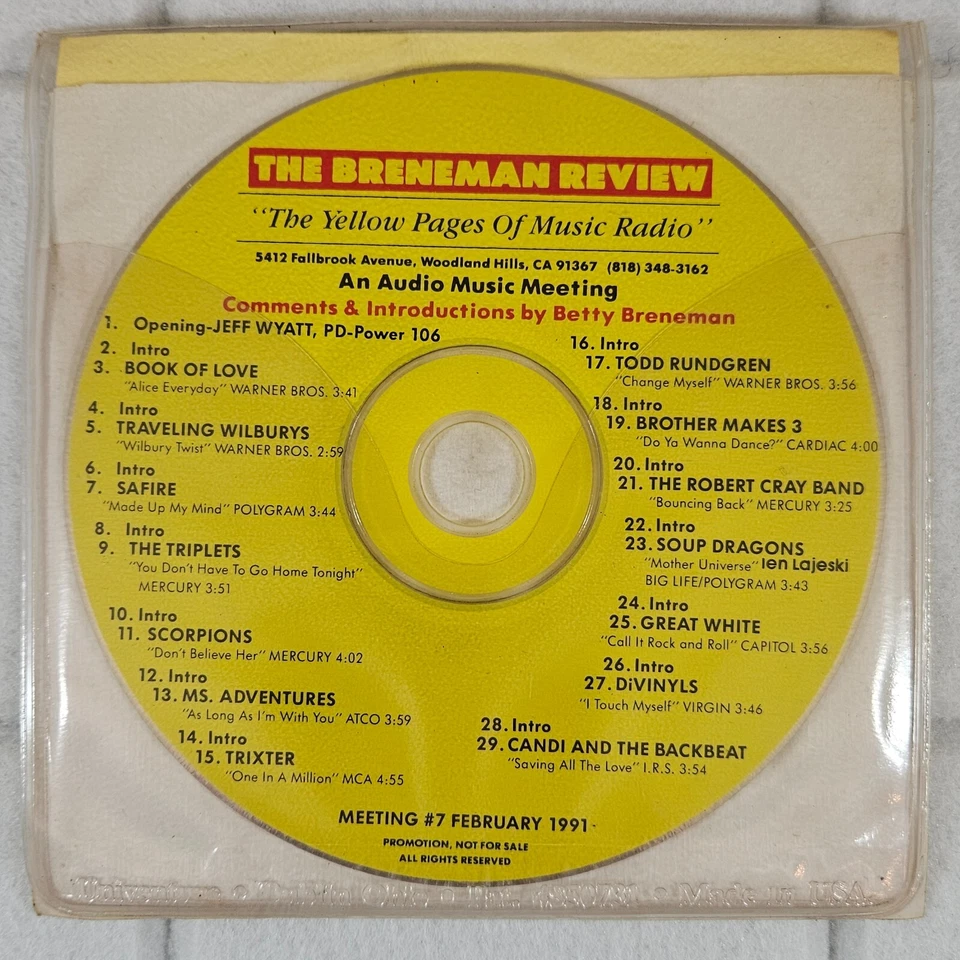 The Breneman Review Audio Music Meeting #7 February 1991 Radio Promo CD - Image 3 of 4