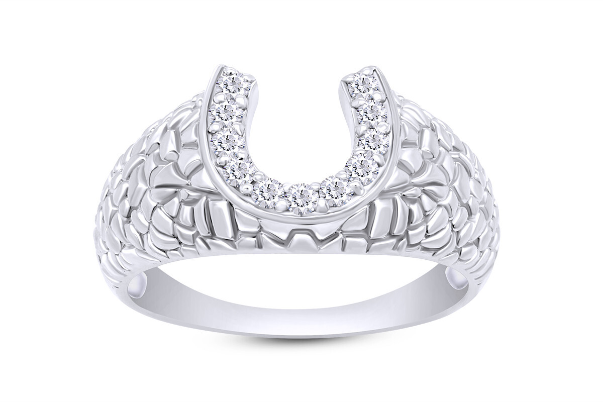 1/5ct Men's Horseshoe Wedding Band in Sterling Silver with Round Moissanite-image