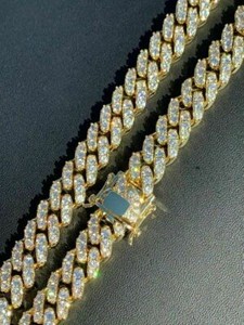 Authentic Men's Miami Cuban Link Chain 14k Gold Plated Solid 925 Silver Iced Necklace CZ