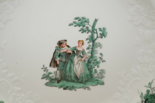 Meissen Green Watteau #8 Dinner Plate, 9 3/4" #3701 - Picture 2 of 10