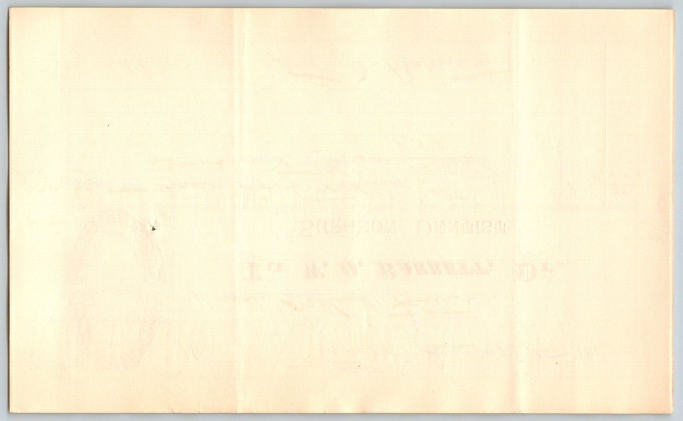 Dr. W.O. Barrett Surgeon Dentist (Buffalo, NY ?) 1900 Receipt w/ Chart