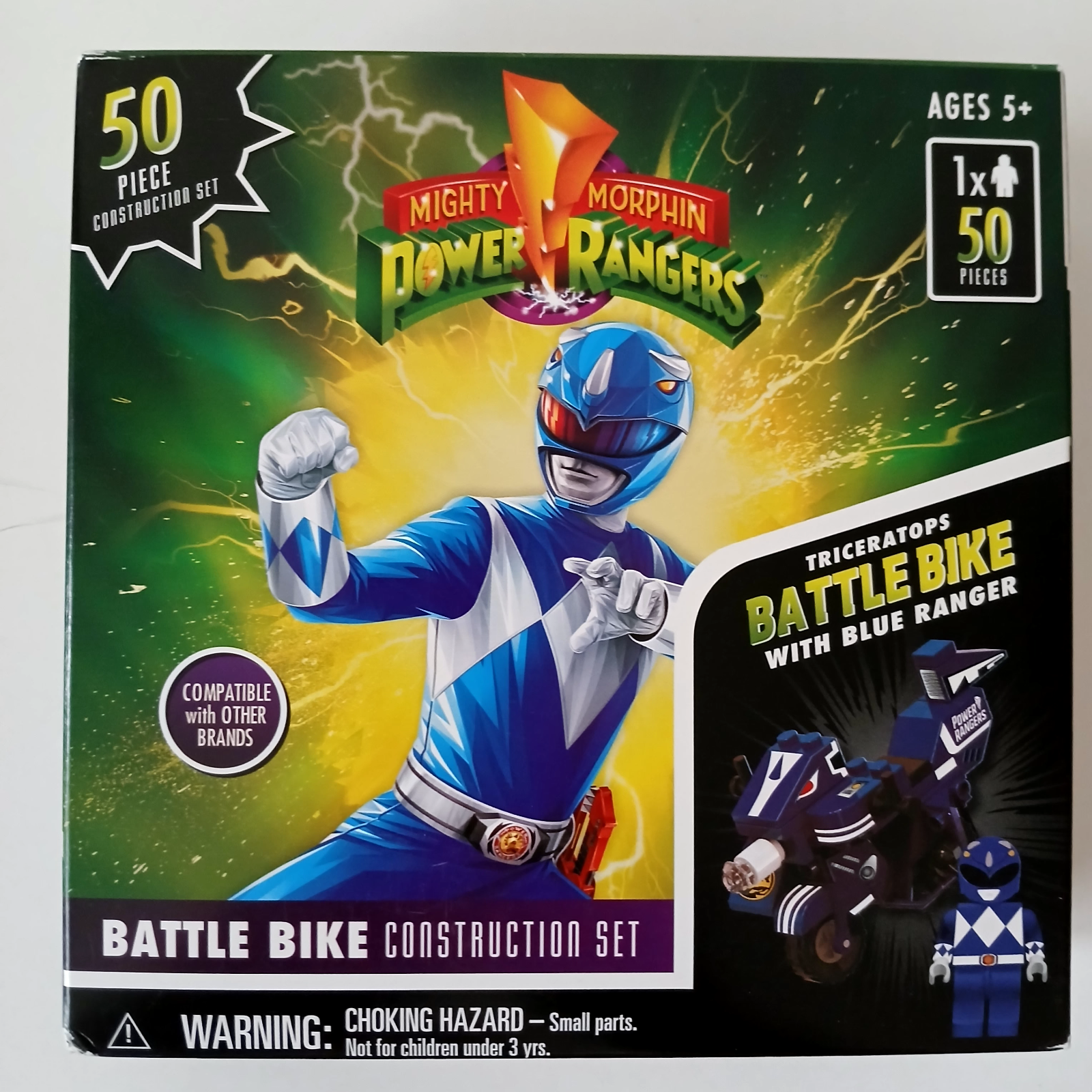 Hasbro Mighty Morphin Power Rangers Blue Battle Bike 50-Piece Building Set