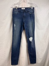 Frame Denim Le High Rise Skinny Jeans Women's Size 27 Blue Distressed 139021 USA
