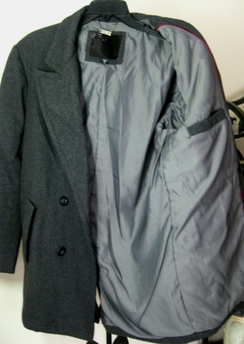 EUC Men's GUESS Double Breasted Pea Coat Size XL Gray Wool Blend Button Fasten - Picture 4 of 12