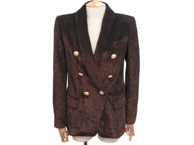 NEUF VESTE BALMAIN BLAZER DOUBLE BOUTONNAGE TETES LIONS LUREX M 38