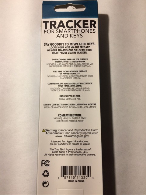 True Tech Tracker For Smartphones And Keys Ranges Up To 75 2 Pack For Sale Online