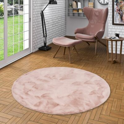 Luxus Super Soft Fellteppich Plush Altrosa Rund 