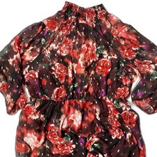 Torrid Burgundy Purple Floral Chiffon Mock Neck Midi Dress, Size 2X