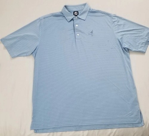 Footjoy Mens Golf Polo Shirt Size XL Striped Blue FJ Polyester - Picture 3 of 9