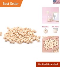 300 Pcs 10mm Unfinished Natural Wood Beads - Perfect for DIY Crafts and Decor