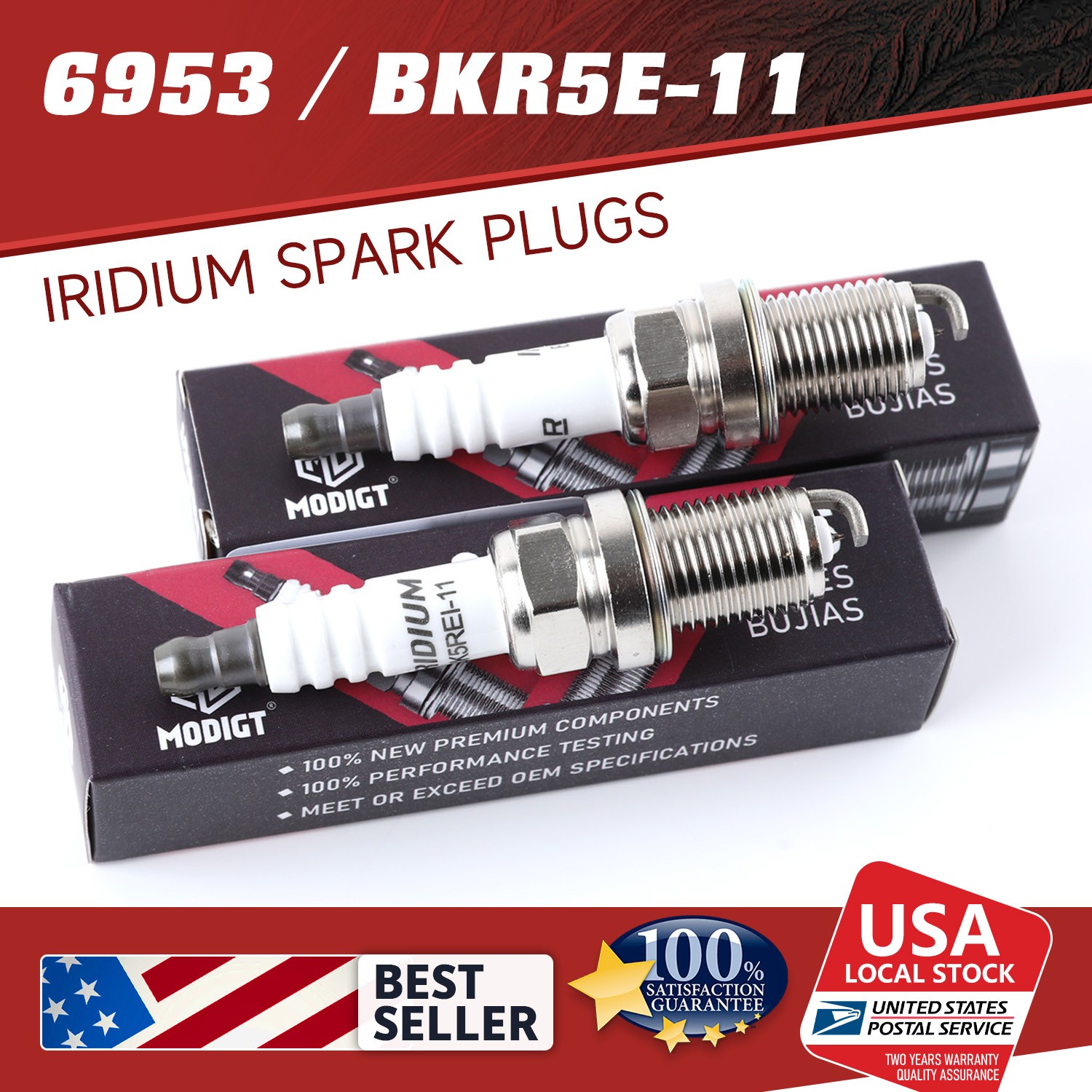 Direct Fit For Suzuki Subaru Kia Spark Plugs x2 OEM Replace For NGK 6953 BKR5E11