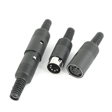 2 Pairs Black Plastic Housing 5Pin Male Female DIN Jack Socket for 6mm Cable