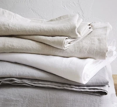 UK Sizes 100% French Linen Top Fitted Flat Sheets,Pillowcases,Many colors - image 1 of 4