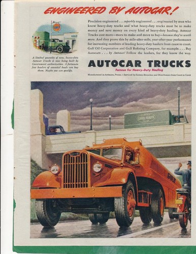 Magazine Ad - 1945 - Autocar Trucks - World War 2 - (#1)