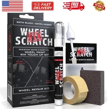 Matte Black Touch Up Paint for Cars - DIY Alloy Wheel Repair Kit, Curb Rash R...