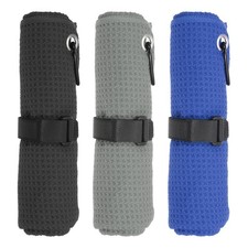 3Pcs 24"x16" Microfiber Golf Towel with Hook Loop Fastener Black/Gray/Blue