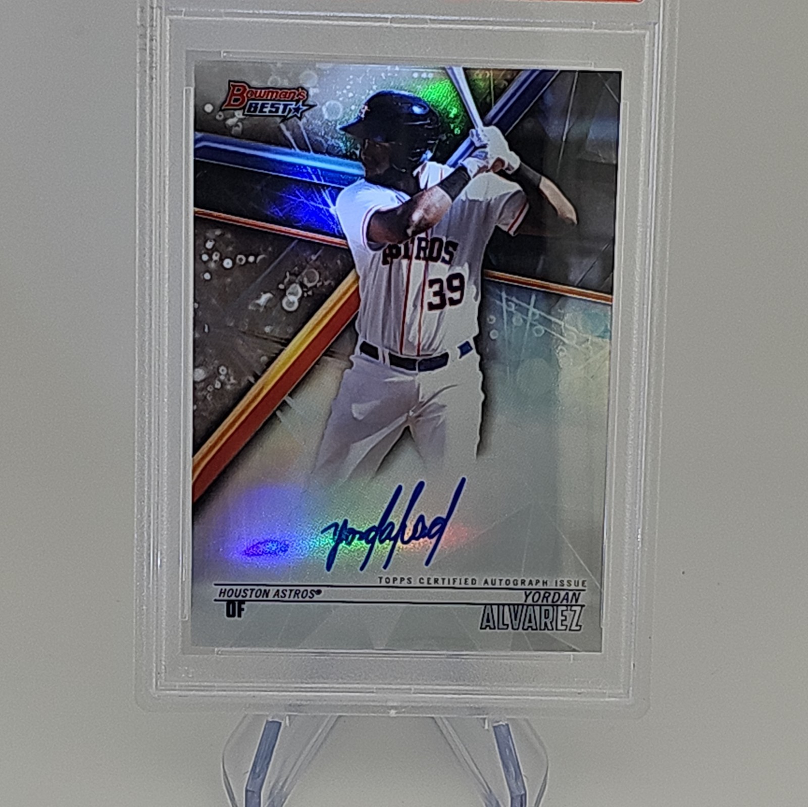 Yordan Alvarez PSA 9 Rookie Refractor Autograph #B18YA 2018 Bowmans Best Astros view 5