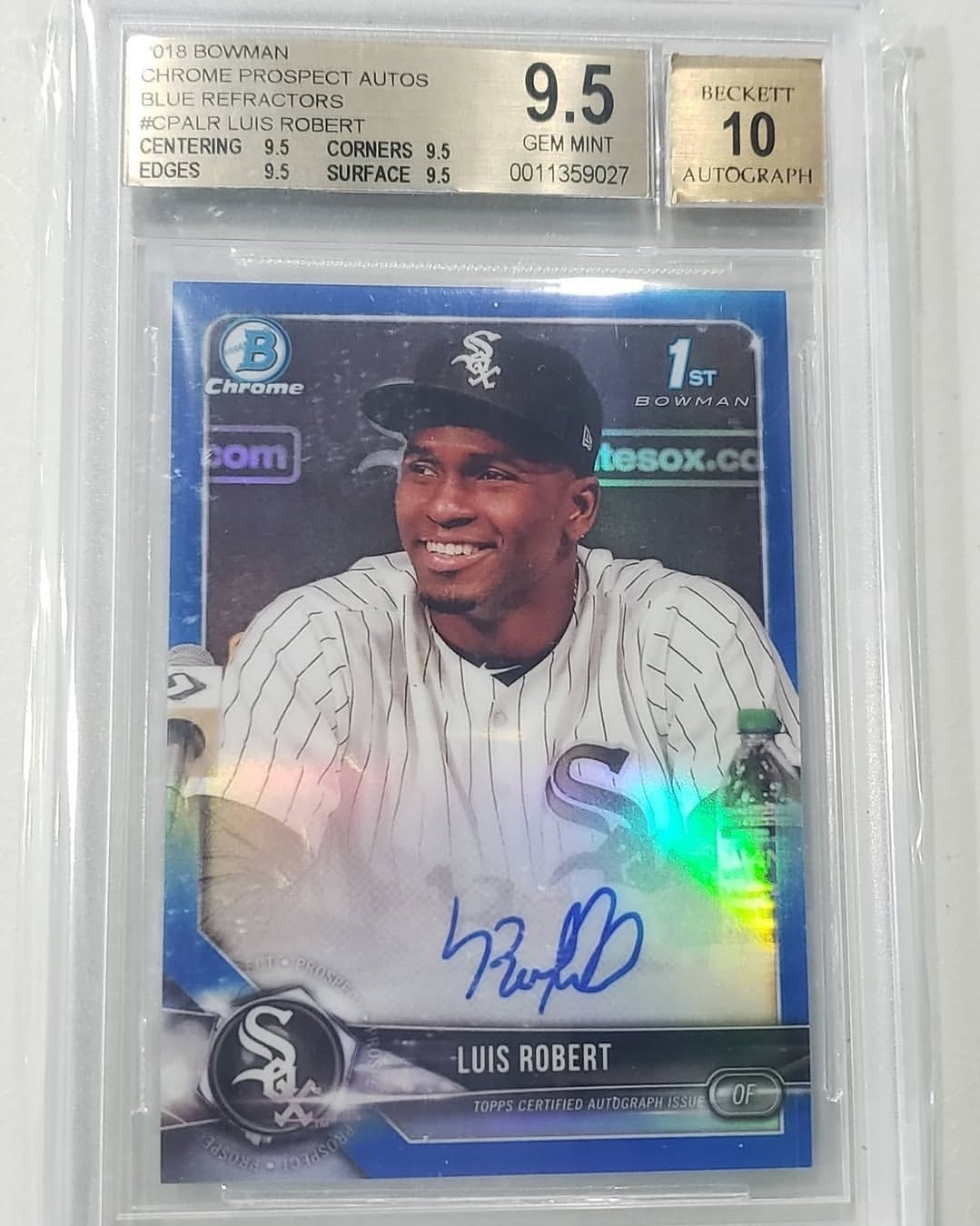 LUIS ROBERT 2018 BOWMAN CHROME BLUE AUTO REFRACTOR /150 BGS 9.5/10 TRUE GEM🔥🔥