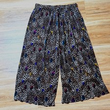 Multicolor Leopard Print Wide-Leg Palazzo Pants Size M