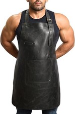 HEAVEN HUSH Genuine Leather Apron for Men, Adjustable Straps Tool Pockets, ...