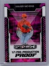 Xavier Neyens 2025 Leaf Optichrome Baseball 1/1 Pre Production Proof