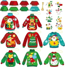 32 Sets Christmas DIY Art Craft Kits Christmas Ugly Sweaters Ornaments Art Sets 
