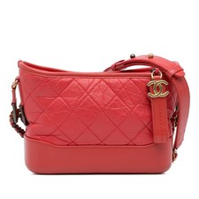 Chanel Small Chevron Lambskin Gabrielle Crossbody Women Red One Size 663006
