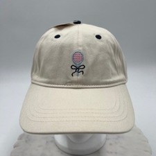 Frasier Sterling Sport Cream Tennis Racket Embroidered Baseball Cap Hat NWT