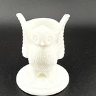 Vintage Westmoreland White Milk Glass Owl Toothpick Matchstick Holder 3"