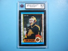 1989/90 O-PEE-CHEE NHL HOCKEY CARD #61 KIRK MCLEAN ROOKIE RC KSA 8.5 NMMINT+ OPC. rookie card picture