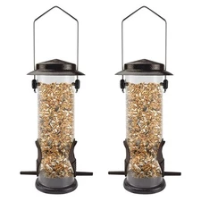 Wild Bird Feeders for Outdoors Hanging 2 Pack Stainless Steel Tube Bird Feede...