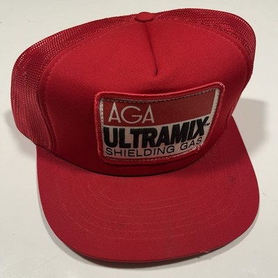 Vintage Trucker Hat AGA Ultramix Shielding Gas Welding Snapback Red Foam