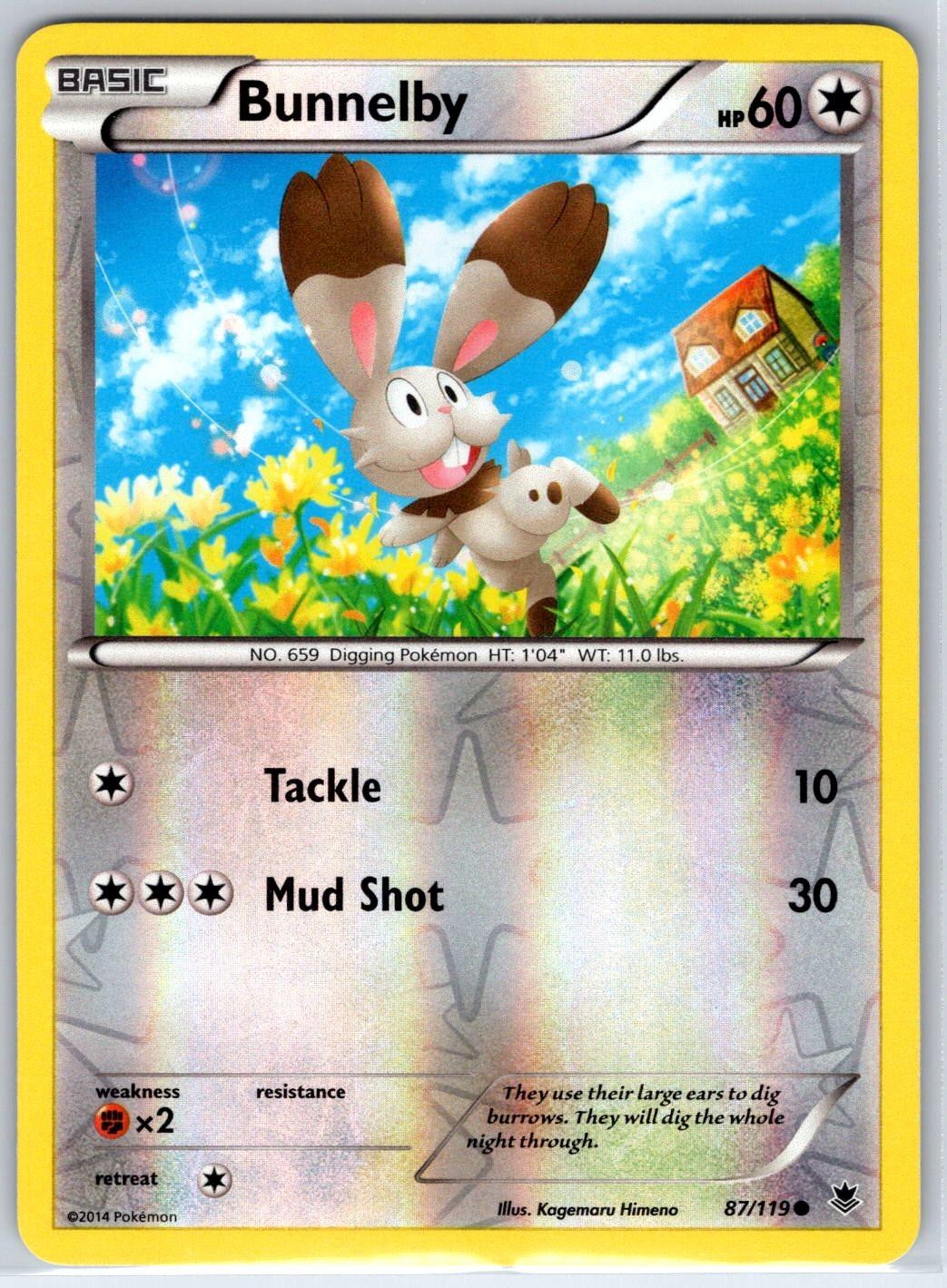 Bunnelby 87/119 Common Phantom Forces Pokemon Reverse Holo Moderately Played
