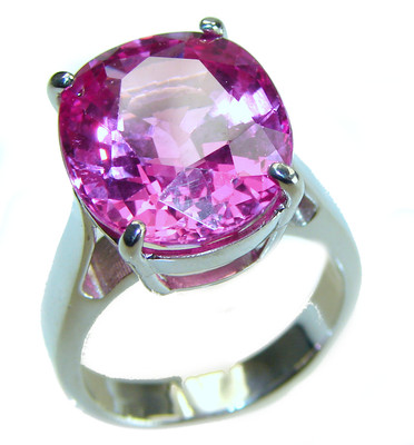 Blühende Orchidee 12,5 Karat OVAL Schliff Rosa Saphir 0,925 Silber Handarbeit Coc