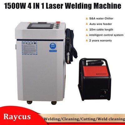 Raycus 1500W Laser Welder Cutting Weld Seam Cleaning Machine Touch Screen Gun EU