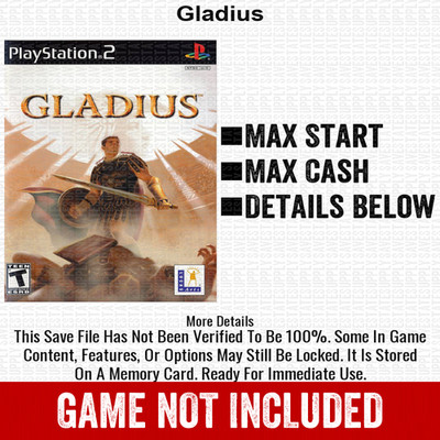 Gladius 100% PS2 Memory Card All CHEATS ITEMS