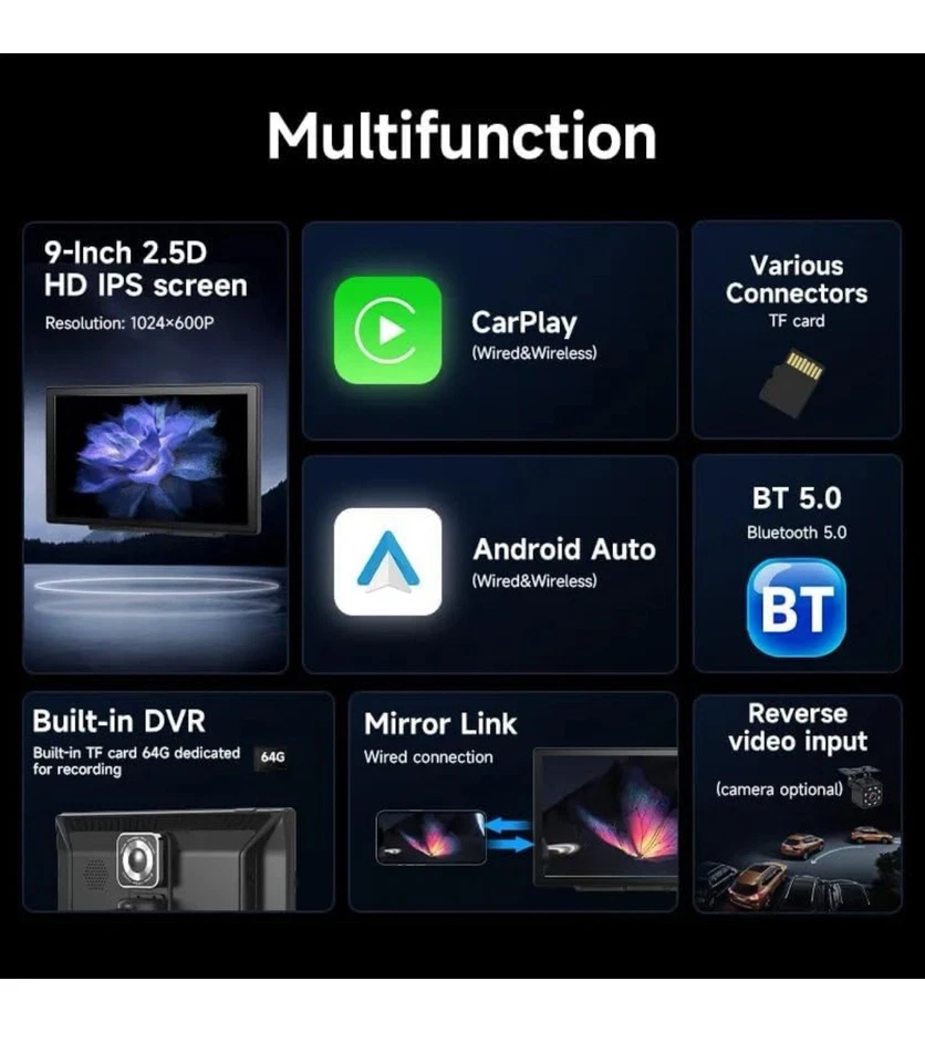 9 “ On-Board Smart PND Wireless Car Play Android Auto,4k Dashcam, Gps Backup Cam - Image 2 of 4