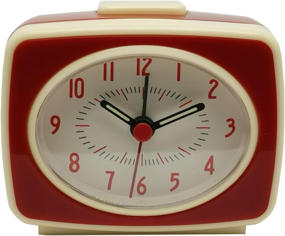 Red Small Alarm Clock Small Silent Quartz Movement Analogue Alarm Clock Vintage