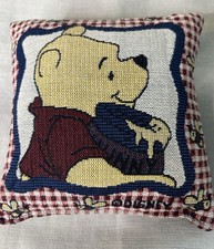 Disney Winnie the Pooh Mini Tapestry Pillow Gingham Red Checks Bees Red8"x8"