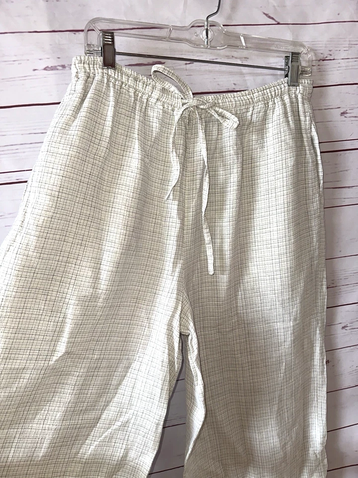 Pantalones ESKANDAR Neiman Marcus Talla 0 Mezcla de Lino Pierna Ancha Cintura Elástica Off-White Foto 2 de 4