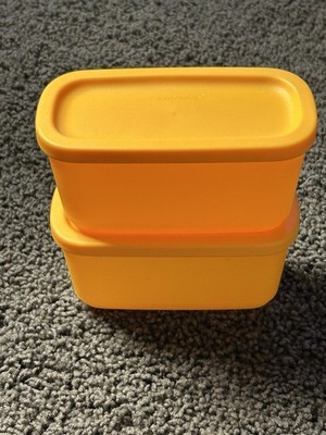 Tupperware Basic Bright Container Set of 2 Mini Rectangle 1 Cup #8162 Yellow