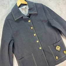 St. John Sport by Marie Gray Women's Black Gold Button Blazer Jacket Crest Sz M